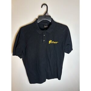 Thor Performance Racing Black Short Sleeve Performance Polo Shirt Size L Vintage